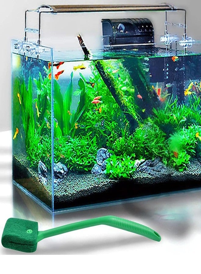 VAYINATO® Green Aquarium Fish Tank Cleaning Brush with Double Sided Sponge Long Handle Scrubber for Scratchless Effective Cleaning 40Cm by Petzlifeworld - Image 1